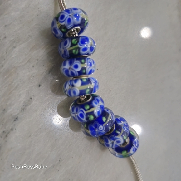 Lot of 8 Metal Core Murano Glass Beads for Pandora Trollbeads Chamilia a… - Picture 2 of 10